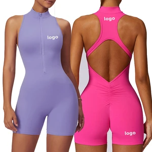 Sports Bodysuit Women'S Female Jumpsuits Playsuits High Strength Spring Yoga Design Zipper Thin Tight One-Piece Fitness Wear
