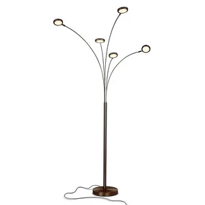 Contemporary Industrial Luxury Corner Floor Lamp E27 Base LED Light Source Iron Nickel Body High Brightness Dimmable Metal Shade