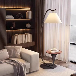 Luxury Minimalist Designer Arc Fishing Floor Lamp With Storage Shelf, Creative Standing Lamp For Villa Bedside & Sofa Corner