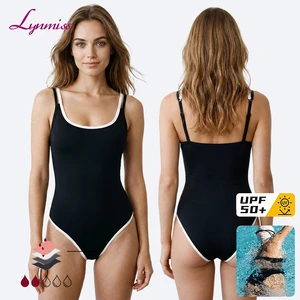 LYNMISS High Cut Period Swimwear Menstrual Swimsuit One Piece Leakproof Absorbent Swimming Costume For Women