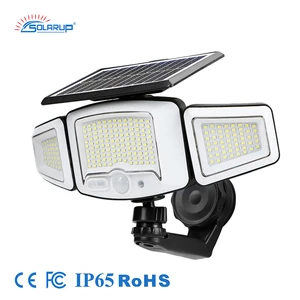 Solarup Outdoor Solar Security Flood Light, 3 Adjustable Heads PIR Motion Sensor Wall Lamp with Strong Magnetic Base