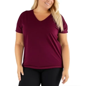 Travel Ready Plus Size Womens Tee Shirt Solid Logo Eco-Friendly Wrinkle Resistant Fabric Finish Packable Lightweight Go Summer
