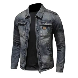 New Style Men's Winter Denim Jacket with Stand Collar Hooded Design Custom Logo Breathable Outdoor Wear Full Sleeves