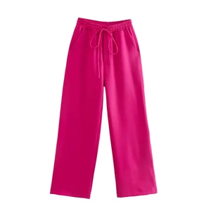 New Fashion Drawstring Side Pocket Female Women Plus Size Women's Wide Leg Vintage Pants