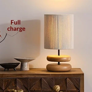 Solid Wood Bamboo Wood Table Lamp Creative Walnut Color Bedroom Bedside Atmosphere Lamp Japanese Style Silent Wind Designer Lamp