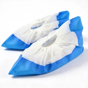 Cleanroom Shoe Disposable Blue PE Non-Woven Dustproof Safety Shoe Covers Universal Elastic Fit Anti-Slip Protective Footwear