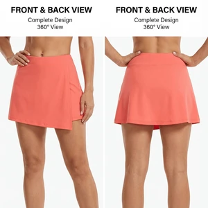 Women's Coral Sporty Skort, Pantskirt Two-Piece Design, Built-in Shorts, Perfect For Yoga Or Tennis Sports, Gym & Dance