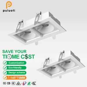 2*10W 145mm*75mm LED Dual Head Grille Light 36 Narrow Beam Aluminum Shell 3000K Warm Tea House Club Interior Decoration