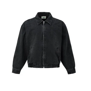 Acid Wash Casual Women Crop Denim Jacket Blank Wholesale Women Clothing 2023 Cropped Jacket Zip up Street Wear for Women