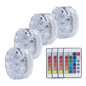 Baobiao Custom Logo Floating IP68 Remote Submersible RGB Fishtank LED Puck Swimming Pool Lights Remote Pool Centerpieces New