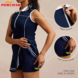 Women Tennis Dress Pleated Tennis Skirt Sleeveless Adjustable Strap Padded Bra Crop Top Golf Gym Workout Outfits Tennis Skorts