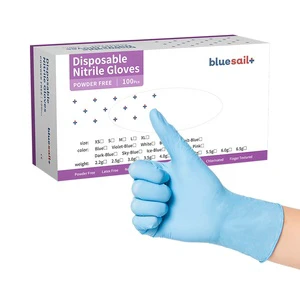 Waterproof Nitrile Examination Gloves Non Latex Hospital Doctor Blue Disposable Powder Free 4mil Nitrile Gloves for Medical Use