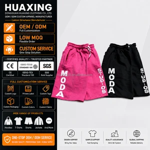 Vintage Baggy Shorts Men Heavyweight Cotton Fleece Wide Leg Oversized Vertical Graphic Print Streetwear Y2K Hip Hop Shorts