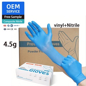 Blue Latex and Powder Free Disposable Nitrile Vinyl Blend Exam Synthetic Gloves Suitable for Home Cleaning Kitchen Cooking