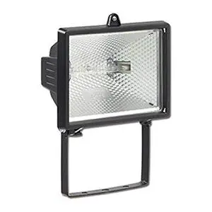 Black Aluminium Outdoor Security Wall Mounted Mains Powered 500w Halogen Flood Light Lamp