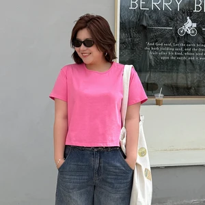 Summer Trendy Short Cotton Short Sleeved Plus Size Women's T-shirt