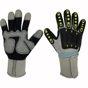 13G HPPE Glass Fiber Cut Resistant Gloves Nitrile Sandy Coated TPR Back Impact Protection ANSI/ISEA Cut Level 3 EN388 C
