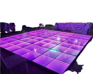 20x20ft Portable DMX512 CRI80 Dimmable RGB LED Dance Floor with Time Tunnel DJ 3D Mirror Effect for Party Wedding