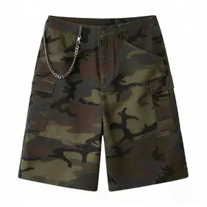 Costom Camouflage Men Shorts Summer Baggy Streetwear Casual Outdoor Camo Cargo Shorts Straight Zipper Pockets 100%cotton Shorts