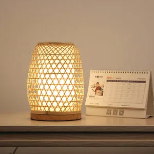 Best-Selling Rechargeable Custom Bamboo Table Lamp Modern Decor for Living Room House Beautification