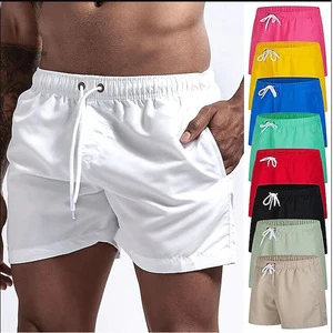 Wholesale men's Quick Dry Solid Swim Trunks Mesh Inner Liner Loose Plus Size Drawstring Elastic Waist Surf Beach Board Shorts