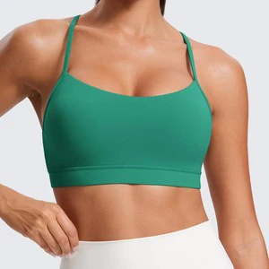 Women's High Support Crisscross Straps Shockproof Quick-Drying Spandex/Nylon Solid Pattern Yoga Sports Bra Fitness Tank Top