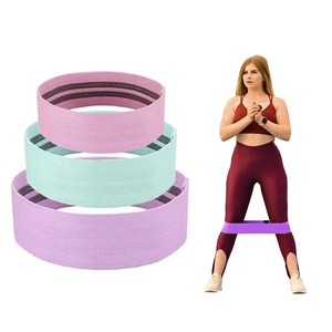 Factory Fabric Terylene Cotton LATEX Resistance Bands Custom Yoga Hip Booty Bands Workout Home Gym Exercise Fitness Band S/M/L