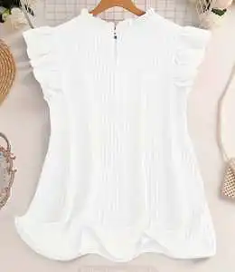 Tassel Hem Crew Neck T-shirt, Elegant Solid Color Short Sleeve Casual Top For Summer & Spring, Women's Clothing