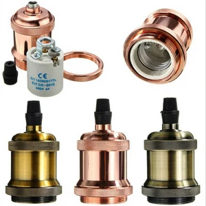 Vintage Metal Light Sockets 250V 4A CE Certified E26/E27 Screw Thread Bulb Holders with No Switch