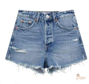 Women's High Waist Distressed Denim Shorts Boyfriend Style Ripped Frayed Hem Summer Casual Cotton Jean Shorts