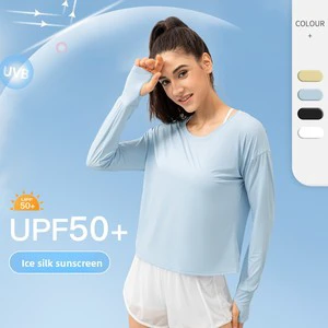Women's Summer Ice Sunscreen Long Sleeve UV Resistant 50 Outdoor Breathable Quick-drying Running Sports Fitness Long Sleeve