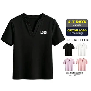 OEM Service Women's T-shirt Plus Size Blank Tshirts Pattern Custom Printed Short Sleeved V Neck T-shirt for Women