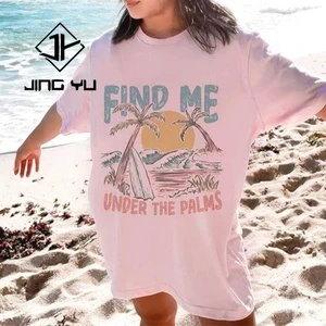 High Quality Women's t Shirts Custom Beach Plus Size Graphic t Shirts Design Printed logo t Shirts