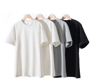 Daily Casual Basic Solid Men Short Sleeve Crew Neck T Shirt 250G Poly Cotton Knitted Regular Fit Quick Dry Blank Tops