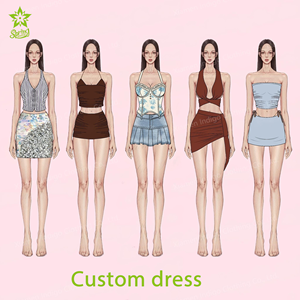 Custom Women's Halter Neck Crop Top Mini Skirt Bandeau Set Corset Denim Wrap Outfit Tube Top Dress Casual Party Stylish Wear