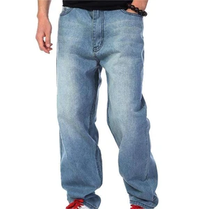 Casual Regular Fit Baggy Denim Jeans Men's Vintage Washed Cotton Professional Fashionable Washable Button Plus Size Wholesale