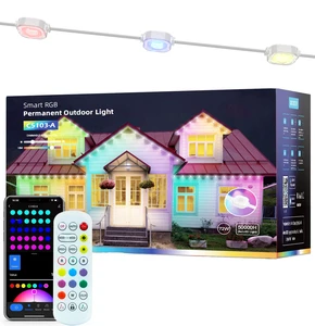 In Stock White 100ft Outdoor Christmas House Eave Decoration Permanent Lighting Kit With Alexa and Google Assistant