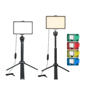 12-Watt USB LED Video Light with Adjustable Metal Tripod Stand & Plastic Color Filters for Tabletop Video Conference Lighting