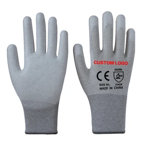 China Factory Custom Logo Pu Coated Palm Fit Safety Working Gloves For Industry Anti-Slip Construction General Purpose