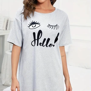 Hot Sale Summer Plus Size Women's Breathable Short Sleeve T-Shirt Skirt Sleepwear Loose Fit