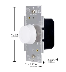 Single Pole Rotating Dimmer Switch, Rotate On/Off, Use with Dimmable LED, CFL, and Incandescent Bulbs