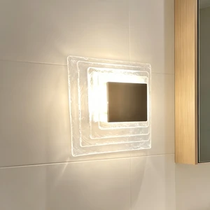 LampSquare Glass Wall Lamp Living Room Background Wall Glass Lamp Fashionable Water Ripple Bedroom Bedside Lamp Simple Style