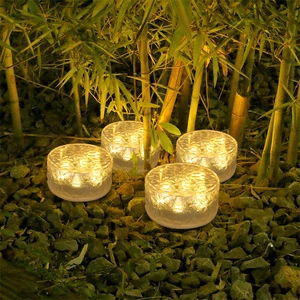 Hot Sale Outdoors Garden Decorative Led Abs Waterproof Ice Cube Brick Solar Light Warm White Glass Solar Ice Floor Tile Lamp