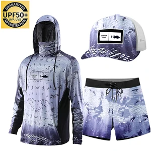 Custom Friendly Recycled Material UV UPF50+ Moisture Wicking Fishing Shirts Men's Long Sleeve Lightweight Fishing Wear With Mask