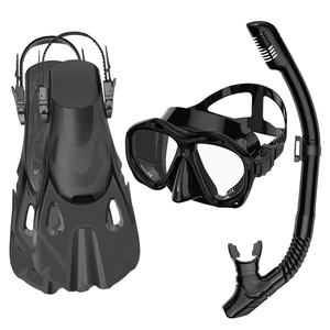 High Quality Liquid Silicone Double Lens Waterproof Diving Set Snorkel Mask And Fins For Swimming And Freediving