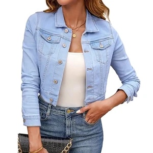 Modern Women's Quilted Knitted Denim Jacket-Trendy Blue Casual Outerwear Viscose Breathable Eco-Friendly for Daily Fashion