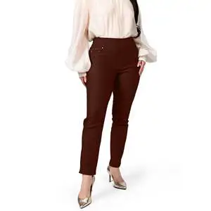 Plus Size Women's Yoga Dress Pants with Memory Fabric and 5 Pockets