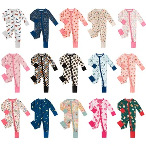 Babyshop Items Fun Printed Pink Black And White Bow Crown Long-sleeved Snuggle Honey Milk Silk Bamboo Fiber Baby Rompers