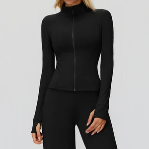 Slim Fitting Seamless Breathable Yoga Tops for Women Full Sleeve Four-Way Stretch Quick Dry Spandex/Polyester for Summer Yoga