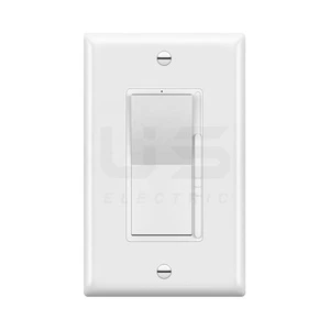 LED Dimmer Light Switch Full Range Dimming Single Pole 3-Way 120VAC 60Hz 300W Neutral Wire Not Required White Wall Plate
